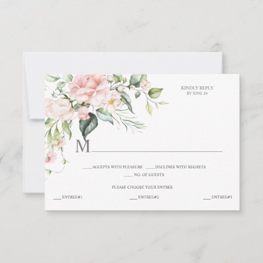 ピンクローズユーカリプトゥスミールセレクションピンクバック 出欠カード (正面)