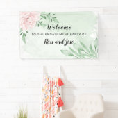 ピンクローズユーカリ婚約パーティウェルカム 横断幕 (インサイチュ)