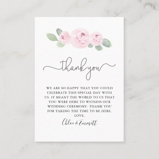 ピンクローズユーカリ結婚プトゥス プレイスカード (正面)