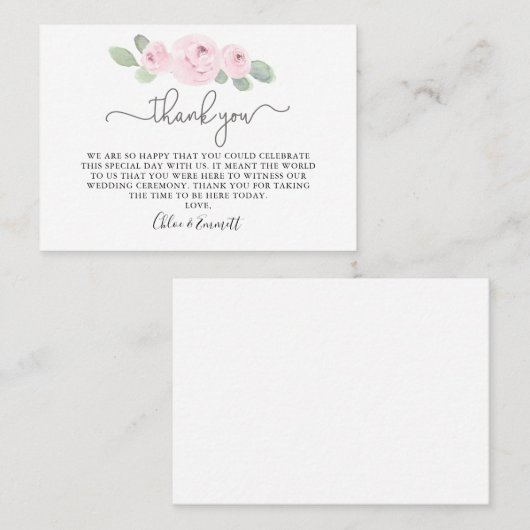 ピンクローズユーカリ結婚プトゥス プレイスカード (正面/裏面)