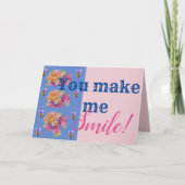 ピンクローズユーメイクミースマイル引用文誕生日カード カード (正面)