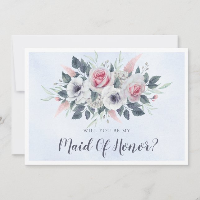 ピンクローズライトブルー私のメイド・オブ・オーナー（花嫁付き添い人） (正面)