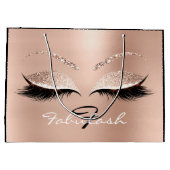 ピンクローズラッシュ赤面メイクアップグリッター名モノグラム ラージペーパーバッグ (裏面)