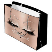ピンクローズラッシュ赤面メイクアップグリッター名モノグラム ラージペーパーバッグ (裏面アングル)
