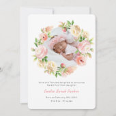 ピンクローズラベンダーリース |エレガントフローラ誕生 案内状 (正面)