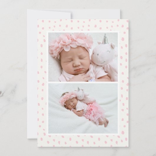 ピンクローズラベンダー |モダンエレガントフローラ誕生 案内状 (裏面)