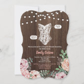 ピンクローズランジェリーシャワー招待ラスティックウッド 招待状 (正面)