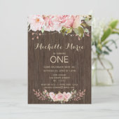 ピンクローズラ素朴イトファースト誕生日 招待状 (スタンド正面)