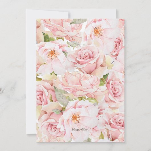 ピンクローズラ素朴イトファースト誕生日 招待状 (裏面)