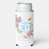 ピンクローズリボン誕生日クール スリム缶クーラー (Seltzer正面)