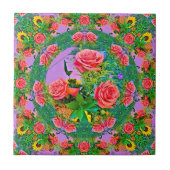 ピンクローズリングや輪 タイル (正面)