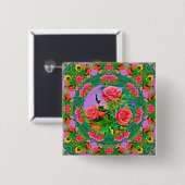 ピンクローズリングや輪 缶バッジ (正面&裏面)