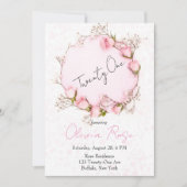 ピンクローズリースシック21st誕生日パーティー 招待状 (正面)