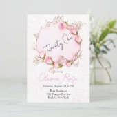 ピンクローズリースシック21st誕生日パーティー 招待状 (スタンド正面)