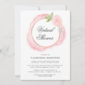 ピンクローズリースバーチャルブライダルベビーシャワー 招待状 (正面)