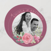 ピンクローズリースフォトウェディング日付を保存 (正面/裏面)