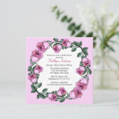 ピンクローズリースブライダルシャワー招待状 招待状 (スタンド正面)