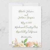 ピンクローズリース日付カードを保存 セーブザデート (裏面)