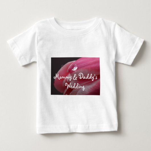 ピンクローズレインドロッ結婚プ ベビーTシャツ (正面)