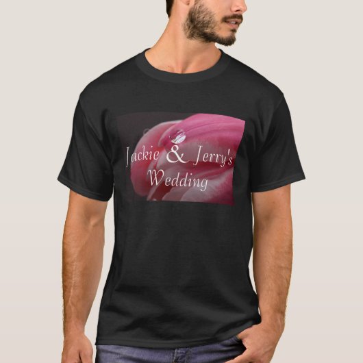 ピンクローズレインドロッ結婚プ Tシャツ (正面)