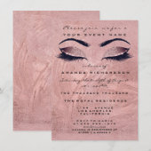 ピンクローズレッドビーンメイクアップアイグリッター16ブライダル 招待状 (正面/裏面)