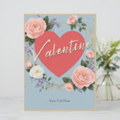 ピンクローズロマンチックハートバレンタインデー シーズンカード (スタンド正面)