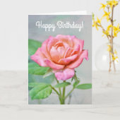 ピンクローズローズローズローズローズフラワー誕生日カード カード (黄色い花)
