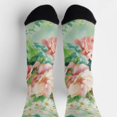 ピンクローズヴィンテージスタイルフローラアートソックス ソックス (上部)