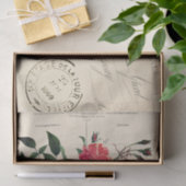 ピンクローズヴィンテージフランスのはがきコラージュ 薄葉紙 (ギフト)