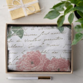 ピンクローズヴィンテージフランスのスクリプト金ゴールドLg Decompage 薄葉紙 (ギフト)