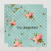 ピンクローズヴィンテージベビーシャワー 招待状 (正面/裏面)