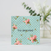 ピンクローズヴィンテージベビーシャワー 招待状 (スタンド正面)