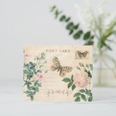 ピンクローズヴィンテージポストカードスクラップブック紙 (スタンド正面)