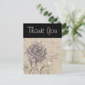 ピンクローズヴィンテージレトログランジフローラ ポストカード (スタンド正面)