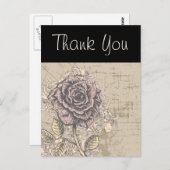 ピンクローズヴィンテージレトログランジフローラ ポストカード (正面/裏面)