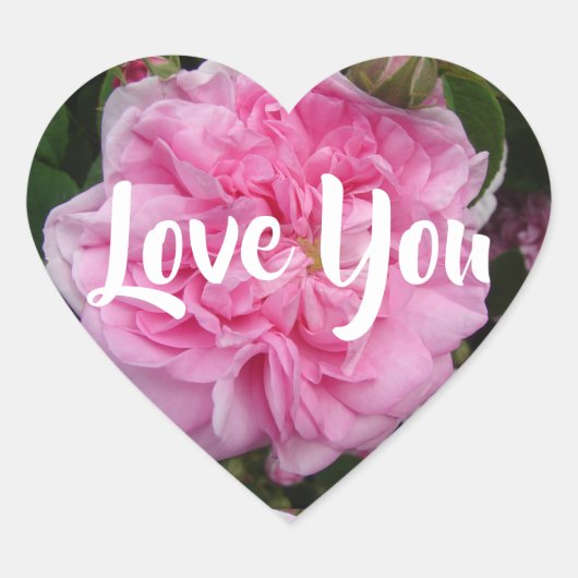 ピンクローズヴィンテージレトロ花フローラ愛 ハートシール (正面)