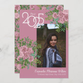 ピンクローズヴィンテージ卒業発表 招待状 (正面/裏面)