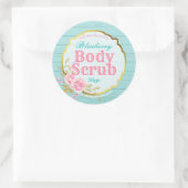 ピンクローズヴィンテージ金ゴールドグリッター体スクラブラベル ラウンドシール (バッグ)