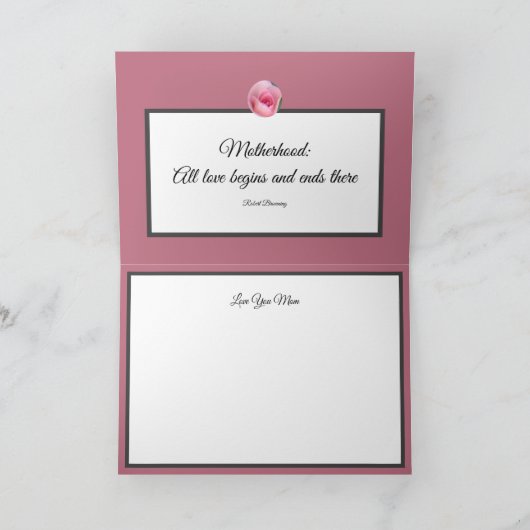 ピンクローズ万華鏡のように千変万化するパターンマザーズデイホリデーカード シーズンカード (内部)