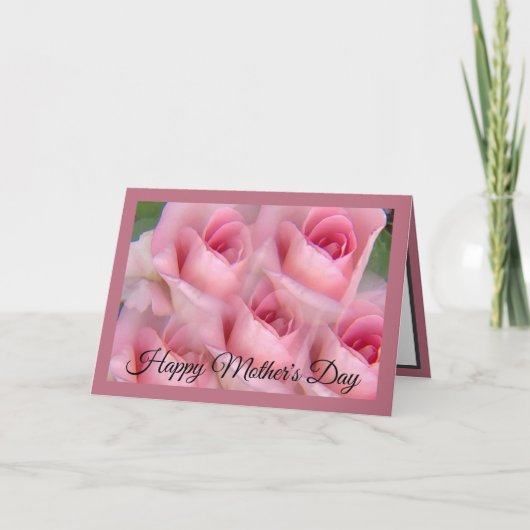 ピンクローズ万華鏡のように千変万化するパターンマザーズデイホリデーカード シーズンカード (正面)