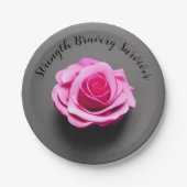 ピンクローズ乳がんを克服したパーティー ペーパープレート (正面)