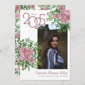 ピンクローズ写真卒業発表 招待状 (正面/裏面)