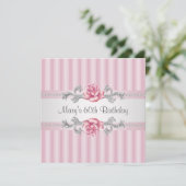 ピンクローズ女性60thバースデーパーティー 招待状 (スタンド正面)