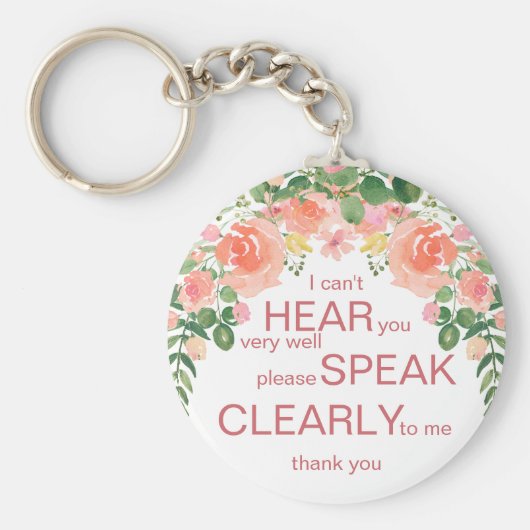 ピンクローズ懸命補聴器 |ろう キーホルダー (正面)