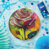 ピンクローズ抽象芸術エレガントな結婚式 ペーパープレート (パーティー)