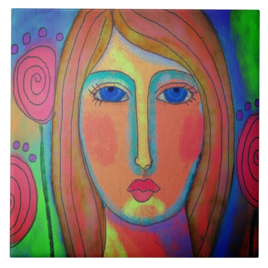 ピンクローズ抽象芸術デジ絵画タル タイル (正面)