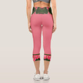 ピンクローズ抽象芸術油プリントモノグラム&名前 カプリレギンス (裏面)