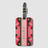 ピンクローズ抽象芸術油彩画 ラゲッジタグ (正面縦)