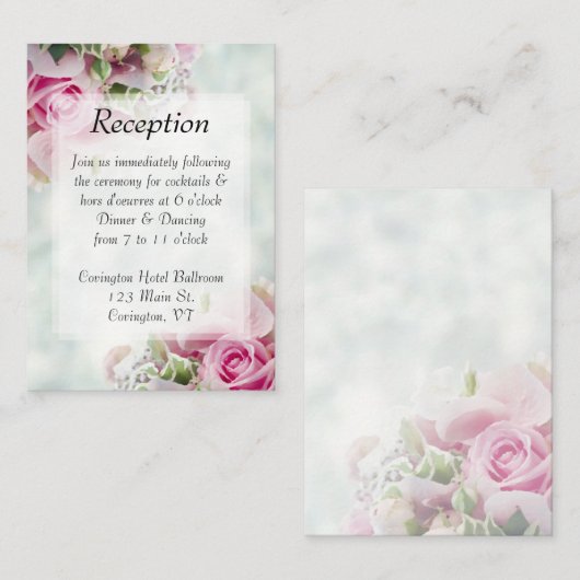 ピンクローズ春フローラエレガントウェディング披露宴 エンクロージャーカード (正面/裏面)