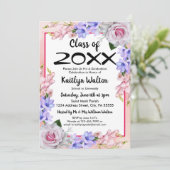 ピンクローズ水彩卒業パーティー 招待状 (スタンド正面)